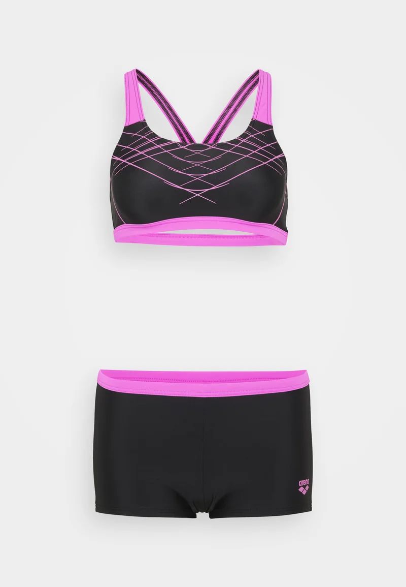 ARENA PROPOSALTwo Pieces Swimsuit (010804-590) BLACK-VERY FUCHSIA