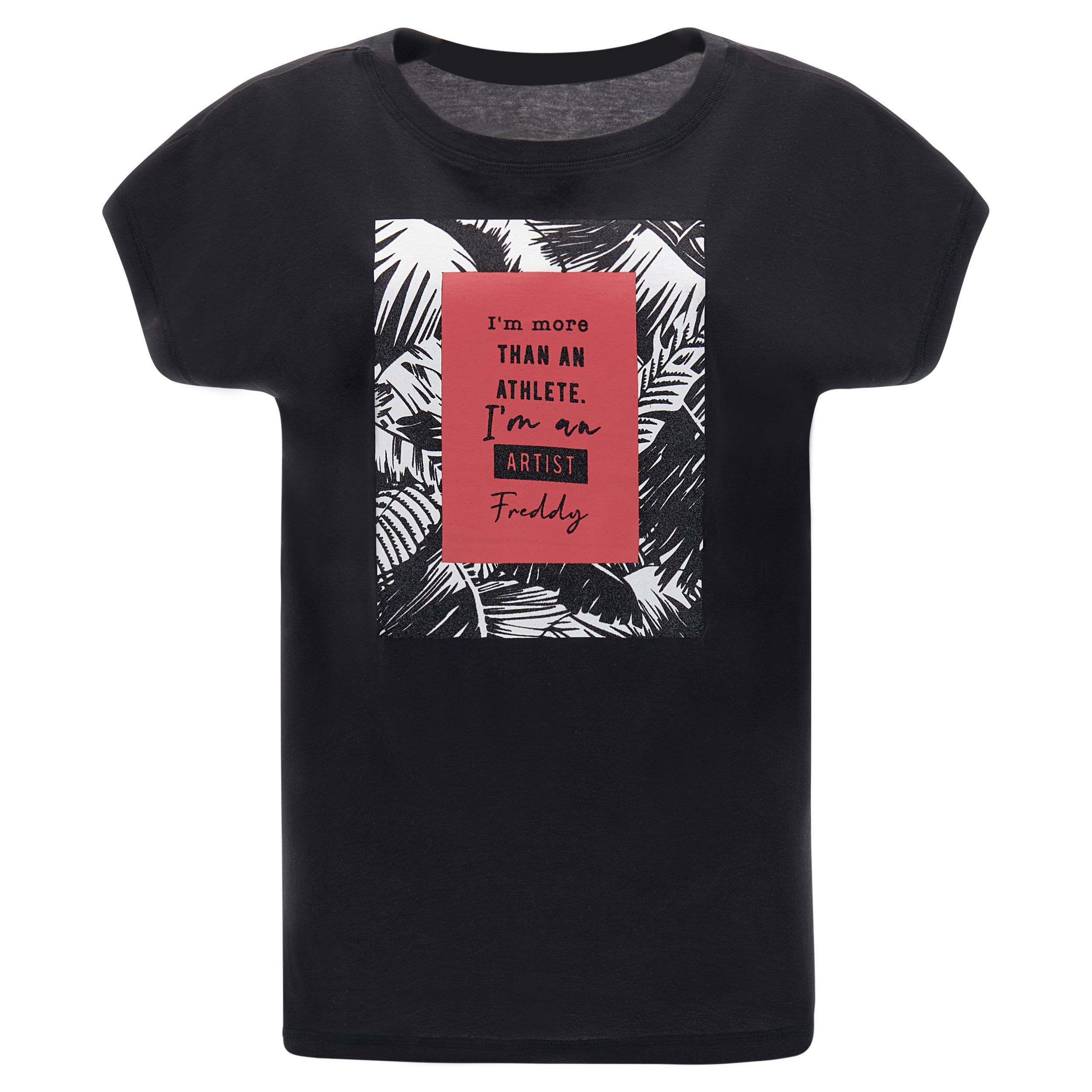FREDDY comfort t-shirt with  glitter  print (S3WBFT2-N) BLACK