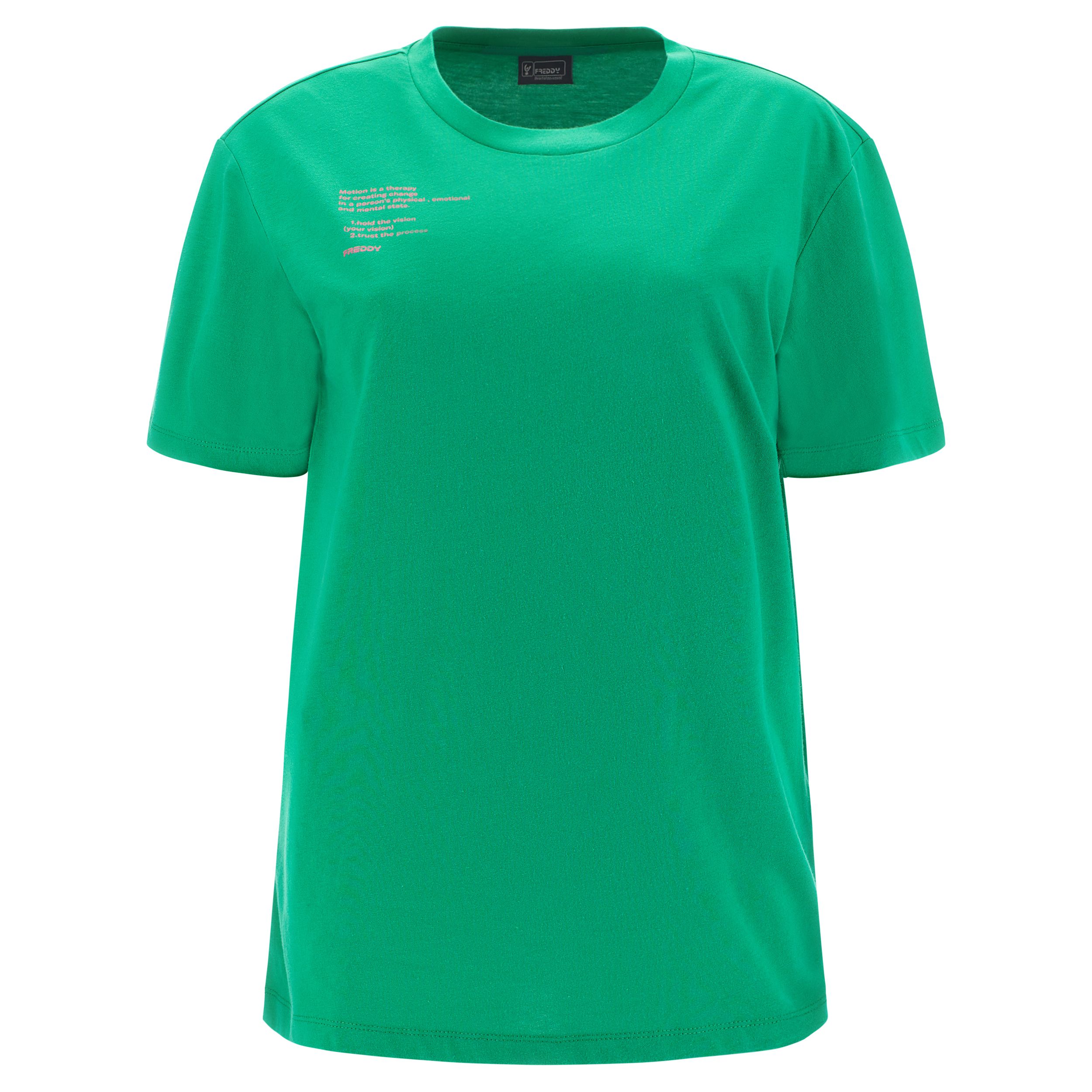 FREDDY Cotton t-shirt with printed text (S3WGZT4-V87) Bright Green