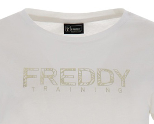 FREDDY Jersey t-shirt with a light gold foliage print  (S3WTRT1-W) WHITE