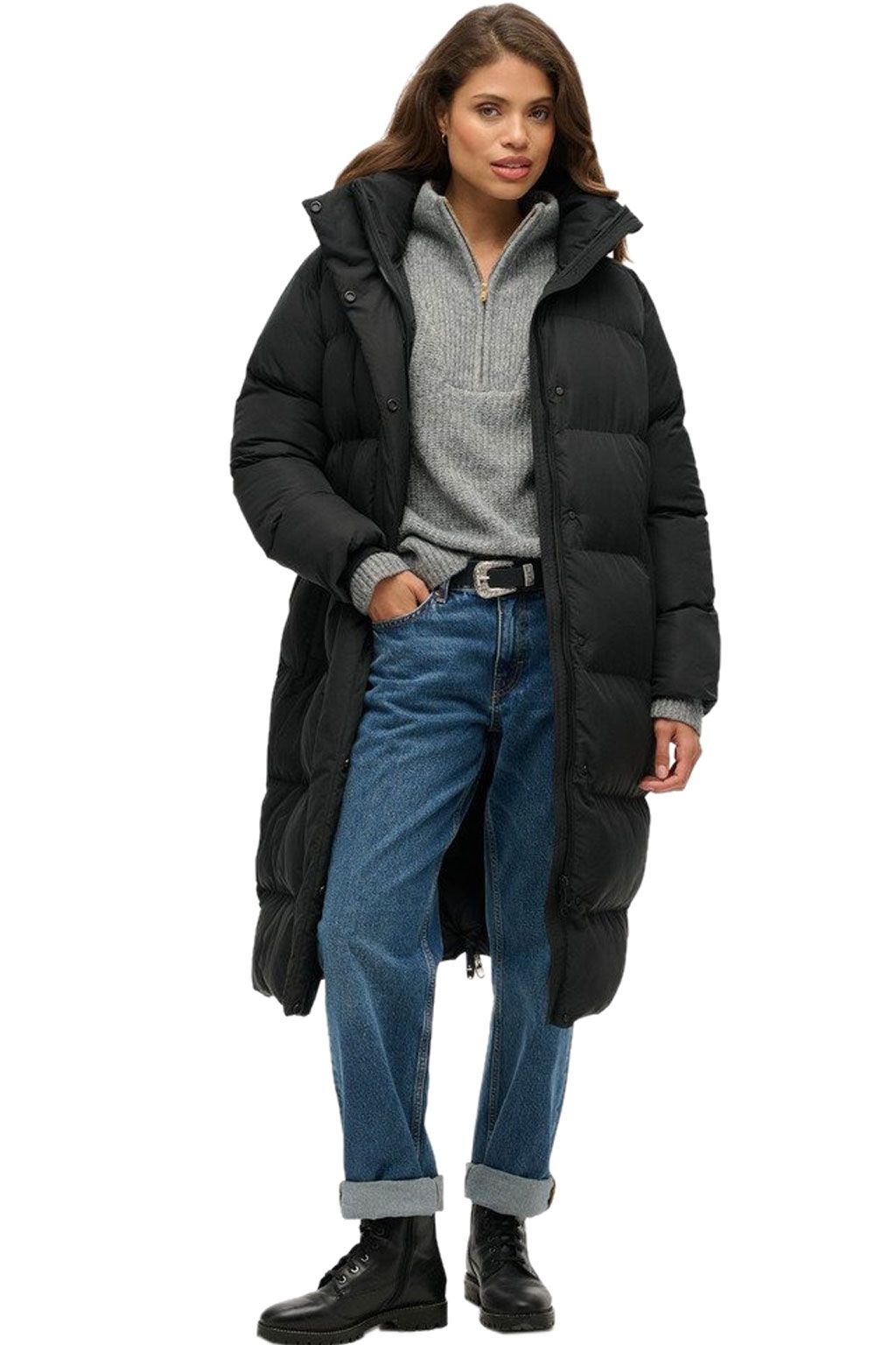 SUPERDRY LONGLINE HOODED PUFFER JKT  (W5011801A-02A)