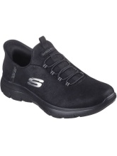 SKECHERS VEGAN DURALEATHER BUNGEE SLIP-INS (150254-BBK)