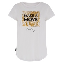 FREDDY Comfortable bi-front t-shirt with a glitter lettering print (S3WBFT1-W) WHITE