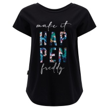 FREDDY Black bi-front comfort-fit t-shirt with multicolour maxi lettering (S3WBFT3-N) BLACK